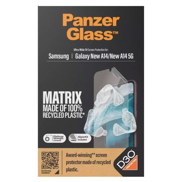 PanzerGlass ﻿Ultra Wide Fit Recycelter Antibakterieller Screen Protector Matrix inkl. Applikator für das Samsung Galaxy A15 (5G)