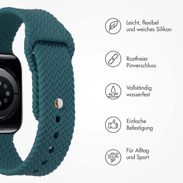 imoshion Geflochtenes Silikonarmband für das  Apple Watch Series 1 t/m 9 / SE (38/40/41 mm) | Series 10 / 11 (42 mm) - Dunkelgrün