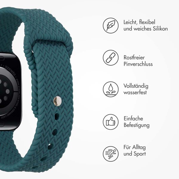 imoshion Geflochtenes Silikonarmband für die Apple Watch Series 1 bis 9 / SE (38/40/41 mm) | Series 10 (42 mm) - Dunkelgrün