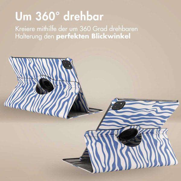 imoshion 360° drehbare Design Klapphülle Apple iPad Pro 13 (2025) M5 / (2024) M4 - White Blue Stripes