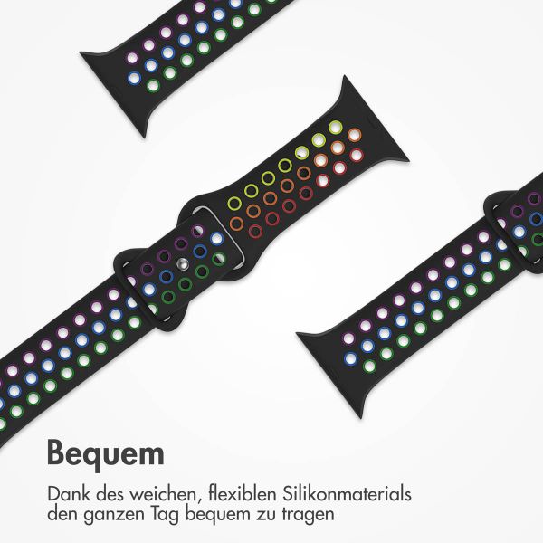imoshion Sportarmband⁺ für das Apple Watch Series 1 bis 9 / SE (38/40/41 mm) | Series 10 / 11 (42 mm) - Größe M/L - Black Rainbow