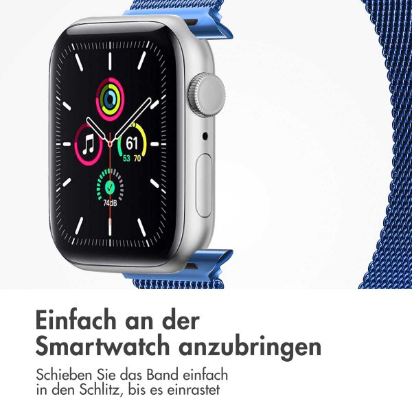 imoshion Mailändische Magnetarmband für die Apple Watch Series 1 bis 9 / SE (38/40/41 mm) | Series 10 (42 mm) - Größe S - Blau