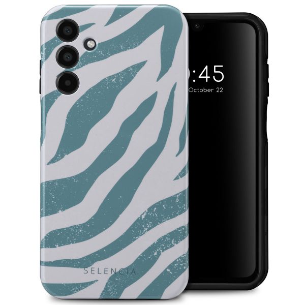 Selencia Vivid Tough Back Cover für das Samsung Galaxy A15 (5G/4G) - Colorful Zebra Pine Blue