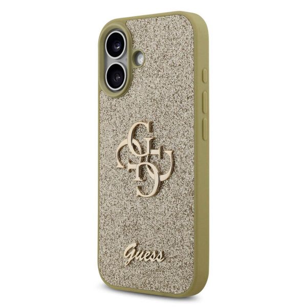 Guess 4G Metal Logo Back Cover mit Glitter Apple iPhone 17 - Gold