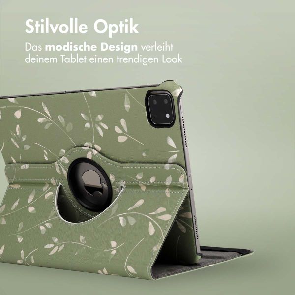 imoshion 360° drehbare Design Klapphülle Apple iPad Pro 11 (2022 / 2021 / 2020 / 2018) - Green Flowers
