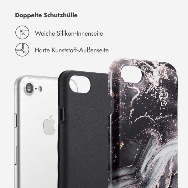 Selencia Vivid Tough Back Cover für das iPhone SE (2022 / 2020) / 8 / 7 / 6(s) - Chic Marble Black