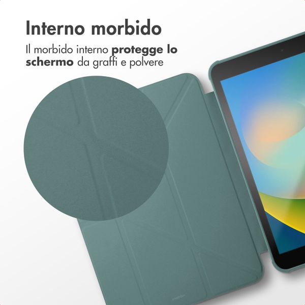 imoshion Origami Klapphülle Apple iPad 9 (2021) 10.2 Zoll / iPad 8 (2020) 10.2 Zoll / iPad 7 (2019) 10.2 Zoll - Dunkelgrün