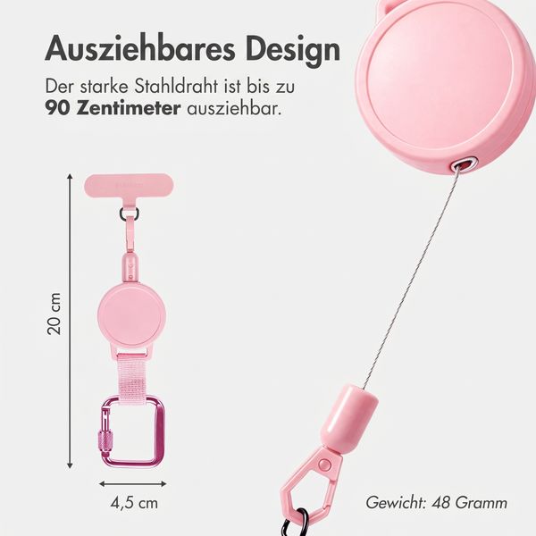 imoshion Ausziehbares Kabel mit Karabinerhaken und Telefon-Pad - Anti-Diebstahl-Telefonband - Rosa