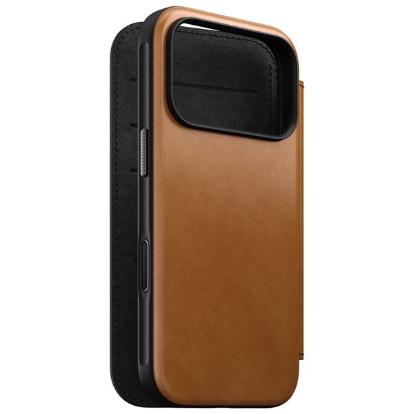 Nomad Modern Leather Folio Klapphülle Apple iPhone 18 Pro / 17 Pro - English Tan