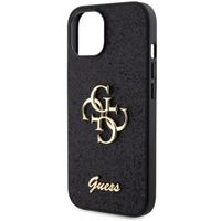 Guess 4G Metal Logo Back Cover mit Glitter Apple iPhone 15 - Schwarz