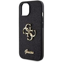 Guess 4G Metal Logo Back Cover mit Glitter für das iPhone 15 - Schwarz