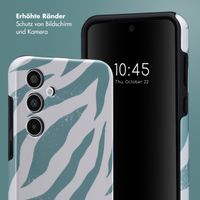 Selencia Vivid Tough Back Cover für das Samsung Galaxy A35 - Colorful Zebra Pine Blue