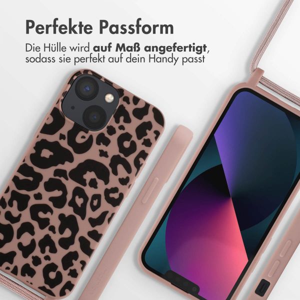 imoshion SilikonHülle design mit Band Apple iPhone 13 Mini - Animal Pink