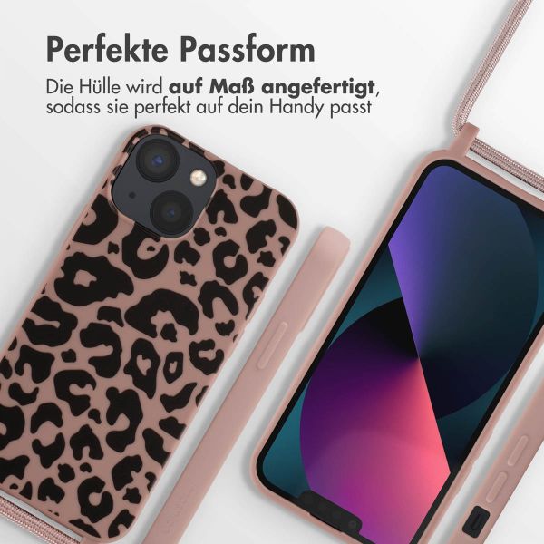 imoshion Silikonhülle design mit Band für das iPhone 13 Mini - Animal Pink