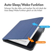 imoshion Canvas Sleepcover Klapphülle mit stand für das voor de Kobo Libra Colour - Dunkelblau