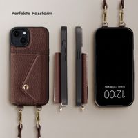 Selencia Sera HandyHülle mit Kordel und Umschlag-Kartenhalter Apple iPhone 14 / 13 - Chocolate Brown