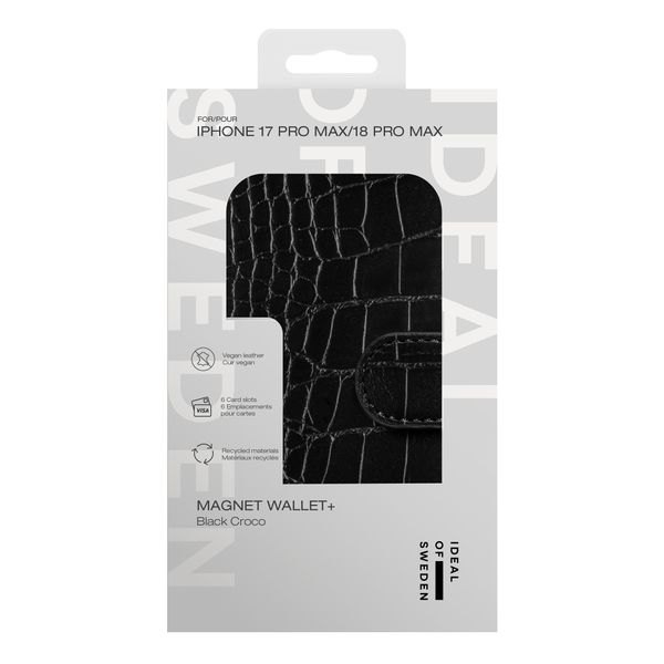 iDeal of Sweden Magnet Wallet+ Klapphülle Apple iPhone 18 Pro Max / 17 Pro Max - Black Croco