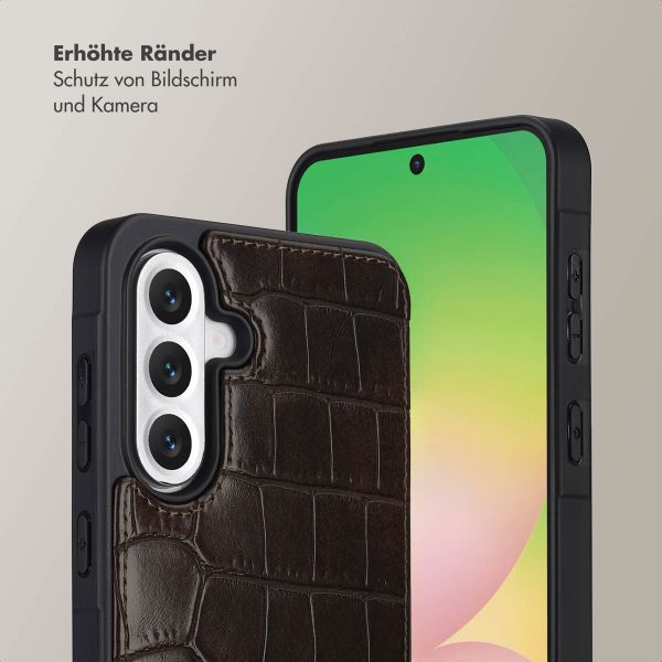 Selencia Nova Croco HandyHülle mit Kordel und Kartenhalter Samsung Galaxy A56 - Choco Brown