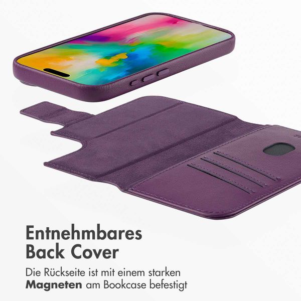 Accezz 2-in-1 Klapphülle aus Leder mit MagSafe für das iPhone 16  - Heath Purple