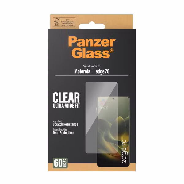 PanzerGlass Ultra-Wide Fit Antibakterieller Displayschutz mit Applikator Motorola Edge 70