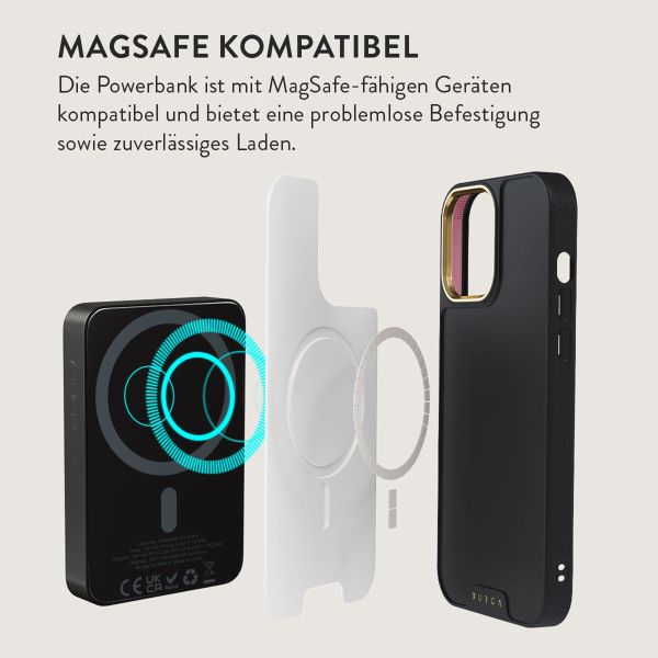 Burga Magnetische Powerbank 5.000 mAh - Geeignet für MagSafe | Mandel-Latte - Gunmetal