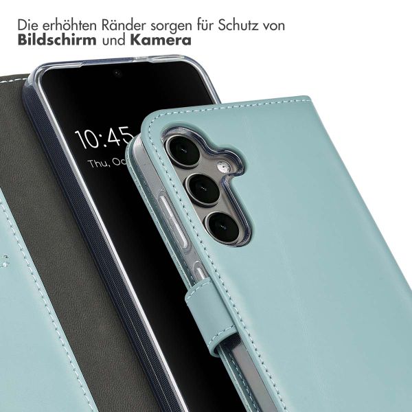 Selencia Echtleder Klapphülle für das Samsung Galaxy S25 Plus - Air Blue