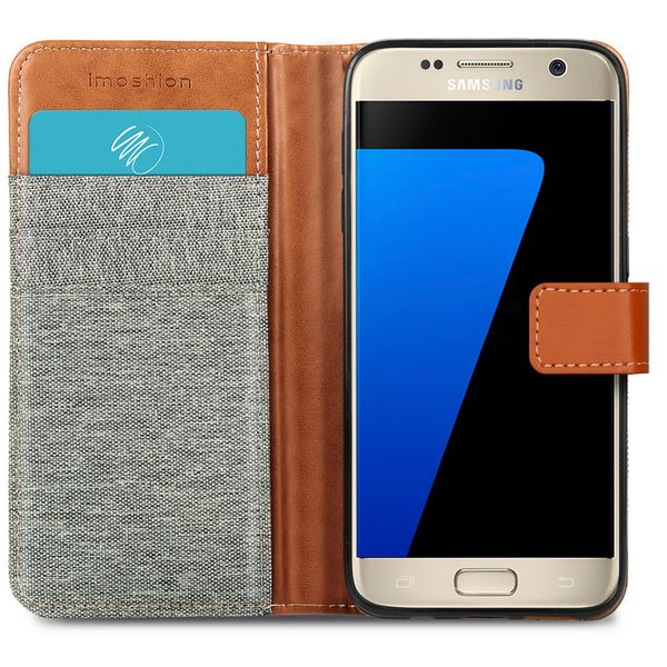 imoshion Luxuriöse Canvas-Klapphülle Samsung Galaxy S7 - Grau