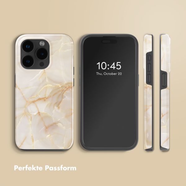 Selencia Vivid Tough Back Cover mit MagSafe für das iPhone 15 Pro Max - Golden Beige Marble