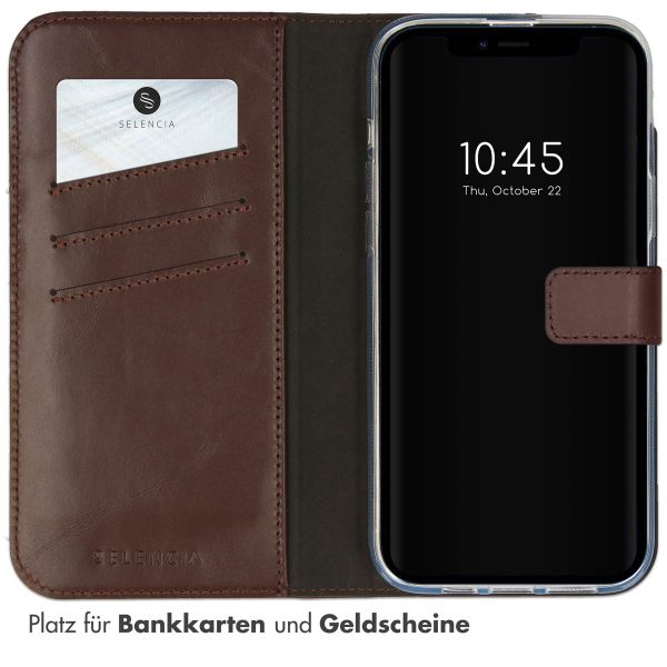 Selencia Echtleder Klapphülle Apple iPhone 14 - Braun
