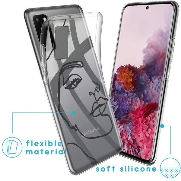 imoshion Design Hülle Samsung Galaxy S20 - Line Art Woman Black
