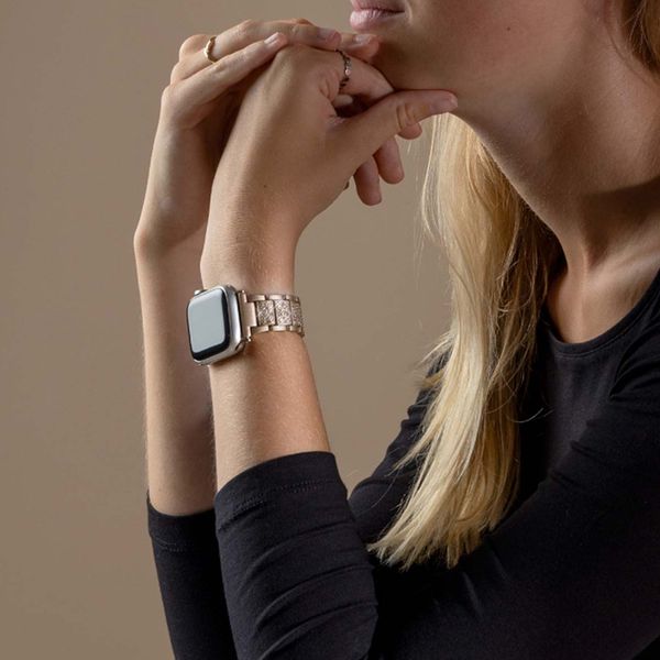 Selencia Sparkle Armband für das  Apple Watch Series 1 t/m 9 / SE (38/40/41 mm) | Series 10 / 11 (42 mm) - Champagne Gold