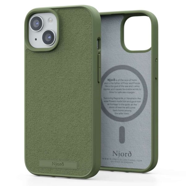 Njorð Collections Wildleder Comfort+ Case MagSafe für das iPhone 15 - Olive