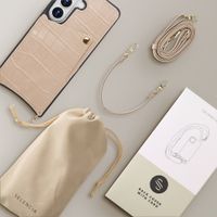 Selencia Nova Croco HandyHülle mit Kordel und Kartenhalter Samsung Galaxy S26 - Beige