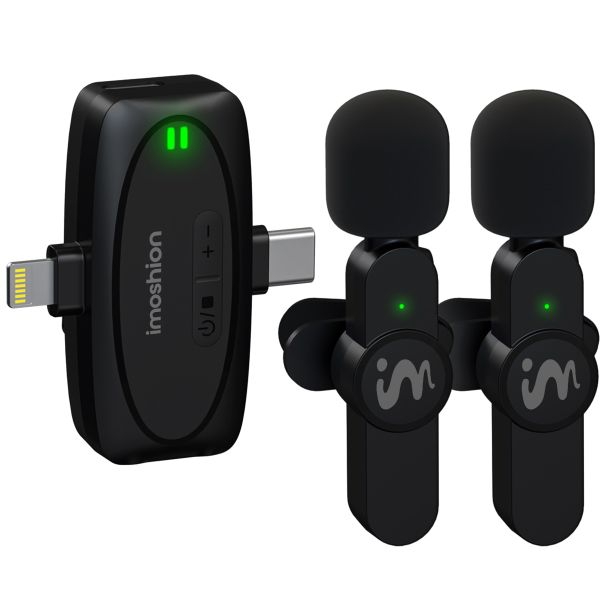 imoshion Duo Pack Mikrofon für Telefon - Ansteckmikrofon - Kabellos - Bluetooth / Lightning / USB-C