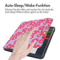 imoshion Design Slim Hard Case Sleepcover mit Stand Kobo Libra Colour - Dusty Rose Blossom