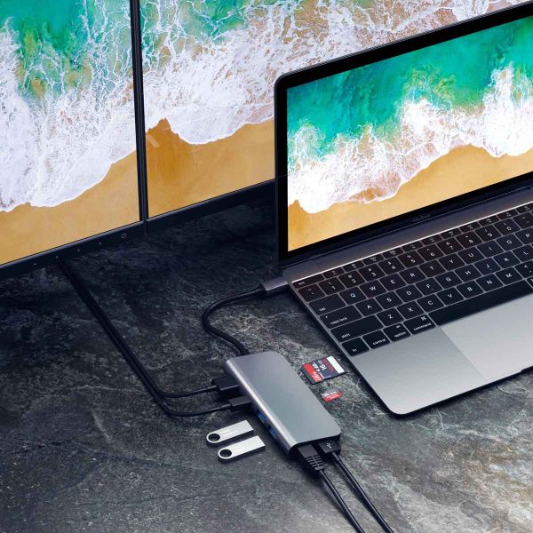 Satechi USB-C Multimedia Adapter | Multiport-Adapter für Laptops - Space Grau