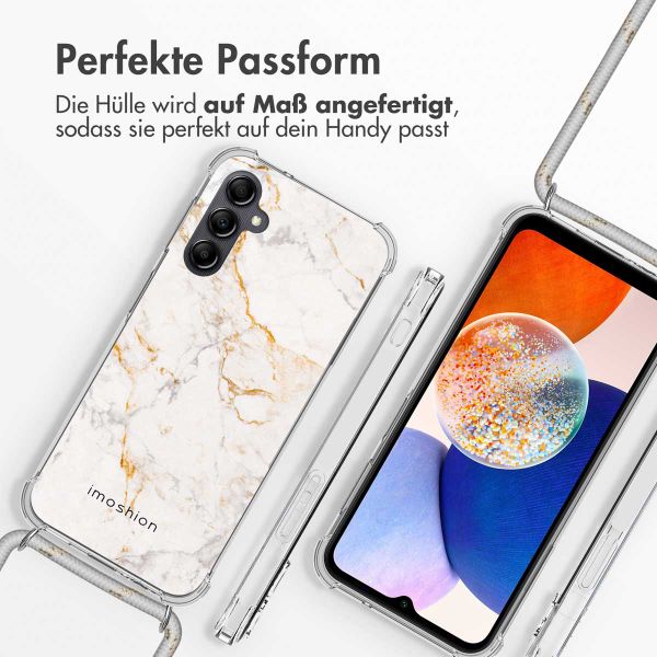 imoshion Design Hülle mit Band für das Samsung Galaxy A14 (5G/4G) - White Marble