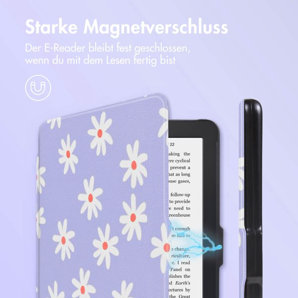 imoshion Design Slim Hard Case Klapphülle Kobo Clara 2E / Tolino Shine 4 - Flowers Distance