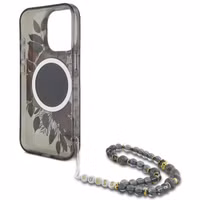 Guess MagSafe IML Flowers Case mit Beads Strap Apple iPhone 15 Pro Max - Schwarz