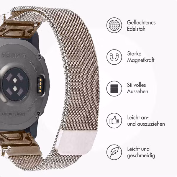 imoshion QuickFit® Milanese Armband -   Garmin 20 mm Anschluss - Größe L/XL - Starlight