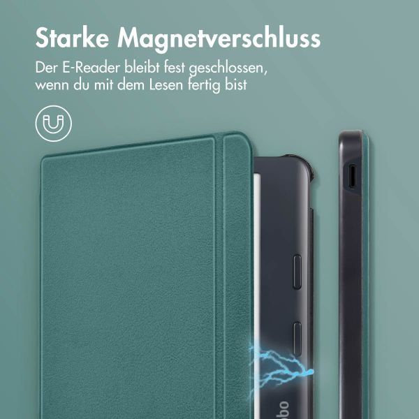 imoshion Slim Hard Case Sleepcover mit Stand für das Kobo Libra Colour - Dunkelgrün