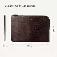 Selencia Croco Laptop Hülle 14 Zoll - Laptop Sleeve - Choco Brown