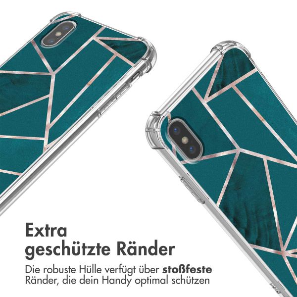 imoshion Design Hülle mit Band Apple iPhone X / Xs - Petrol Green Graphic