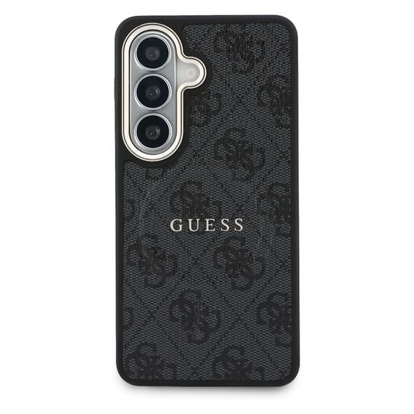Guess 4G Leather Back Cover mit MagSafe Samsung Galaxy S26 - Gold Edge - Black