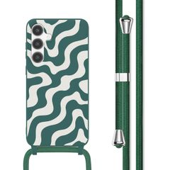 imoshion SilikonHülle design mit Band Samsung Galaxy S24 - Petrol Green Groovy