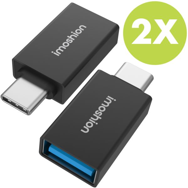 imoshion  2x USB-C (Stecker)-auf-USB-A 3.2 (Buchse)-Adapter – OTG – Schwarz