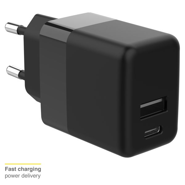 Accezz Wandladegerät - Ladegerät - USB-C- und USB-Anschluss - Power Delivery - 20 Watt - Black