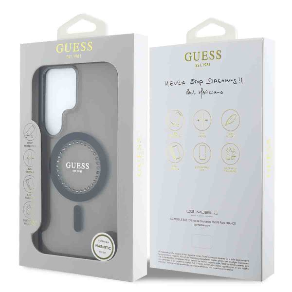 Guess MagSafe IML Strass Hülle Samsung Galaxy S25 Ultra - Schwarz