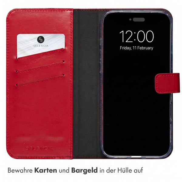 Selencia Echtleder Klapphülle Apple iPhone 18 Pro Max / 17 Pro Max - Rot