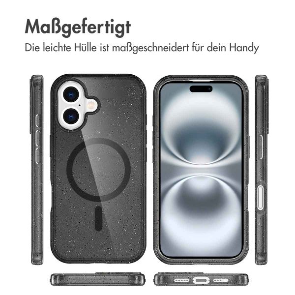 imoshion Sparkle Back Cover mit MagSafe für das Apple iPhone 16 - Glitzer Schwarz